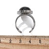 Oval Natural Black Agate Finger Rings RJEW-M062-02P-03-3