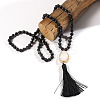 Bohemian Oval Natural Druzy Agate Tassel Pendant Necklaces FS-WGAFDEB-02-2