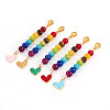 5Pcs 5 Colors Alloy Enamel Heart Pendant Decorations HJEW-TA0001-27-2