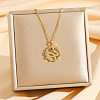 Brass Micro Pave Clear Cubic Zirconia Ring with Snake Pendants Necklaces NJEW-K280-03A-G-1
