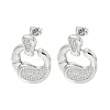 Crab Claw Rack Plating Brass Micro Pave Cubic Zirconia Dangle Stud Earrings EJEW-F331-20P-1