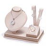 Wooden Clovered with PU Leather Jewelry Displays ODIS-F005-02D-1
