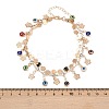 Alloy Crystal Rhinestone Disc Resin Evil Eye Tassel Double Layer Anklets for Women LS-AJEW-A069-02G-3