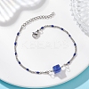 Blue Watermelon Stone Glass Bead Link Btacelets BJEW-JB13080-1