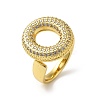 Letter Brass Micro Pave Clear Cubic Zirconia Open Cuff Ring for Women RJEW-N046-03O-G-1