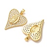 Brass Micro Pave Clear Cubic Zirconia Pendants CU-CBA9AB3-38G-2