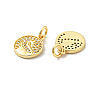 Flat Round with Swan Pattern Brass Micro Pave Clear Cubic Zirconia Charms KK-G425-22-3