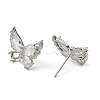 Brass Micro Pave Clear Cubic Zirconia Stud Earring Findings LS-KK-C107-10P-2