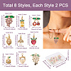 16Pcs 8 Style Brass Micro Pave Gold Cubic Zirconia Charms ZIRC-FW0001-01-3
