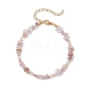Natural Rose Quartz Chip Beaded Bracelets for Women BJEW-JB11742-11-2