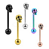 Skull 304 Stainless Steel Straight Barbell 15 Gauge Piercing Tongue Rings for Women Men FS-WG07D05-05-2