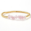 Brass & Natural Rose Quartz Chip Beads Stretch Bracelets for Women DR0558-5-1