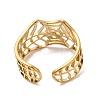 Ion Plating(IP) 304 Stainless Steel Hollow Spider Web Open Cuff Ring for Women RJEW-M149-25G-2