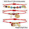 3Pcs Brass & 304 Stainless Steel Virgin Mary Charm Bracelets BA3044-1-5