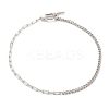 Rhodium Plated 925 Sterling Silver Curb Chain & Paperclip Chain Anklets AJEW-F162-002P-1