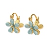 Flower Brass Enamel Hoop Earrings EJEW-P308-08G-2
