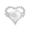 Heart Brass Micro Pave Clear Cubic Zirconia Open Cuff Ring for Women RJEW-C102-03P-2