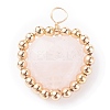 Alloy Faceted Natural Rose Quartz Beads Pendants PALLOY-JF01299-1