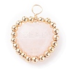 Alloy Faceted Natural Rose Quartz Beads Pendants PALLOY-JF01299-1