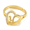 Heart with Letter Rack Plating Brass Micro Pave Cubic Zirconia Adjustable Rings for Women RJEW-I105-06G-Y-2
