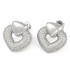 Heart Clear Cubic Zirconia Stud Earrings EJEW-Q387-03P-1
