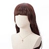 Natural Obsidian & Pearl Braided Cross Pendant Necklace NJEW-JN03920-05-3