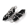 Natural Obsidian Double Terminal Pointed Pendants G-C144-03P-11-2