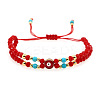 Multi-Layer Synthetic Turquoise& Brass Beaded Adjustable Bracelets CL9505-2-1