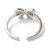 Bowknot Brass Micro Pave Clear Cubic Zirconia Open Cuff Rings for Women RJEW-C098-09P-3