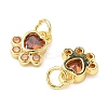 Brass Pave Cubic Zirconia Paw Print Charms KK-I355-17G-3