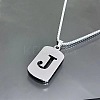 Rectangle with Laser Cut Letter 201 Stainless Steel Initial Pendant Necklaces WGA5E8C-10-1