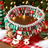 Christmas 304 Stainless Steel Enamel Reindeer & Santa Claus & Snowman Charm Bracelets LQ5841-4-1