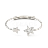 Star Brass Pave Clear Cubic Zirconia Open Cuff Bangles for Women BJEW-G704-03P-2