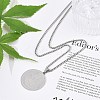 201 Stainless Steel Flat Round with Arabic Pendant Box Chain Necklaces for Women Men LS-NJEW-R013-03P-2