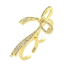 Bowknot Brass Micro Pave Clear Cubic Zirconia Cuff Finger Rings RJEW-B069-04G-1