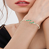 1Pc Elegant Brass Cubic Zirconia Leaf Cuff Bangles for Women BJEW-LP0003-33G-02-1