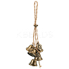 Iron Bell & Alloy Moth/Key/Sun/Moon Charm Hanging Ornaments HJEW-JM03508-1
