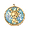 304 Stainless Steel Epoxy Resin with Natural Shell and Sequins Inside Pendants STAS-L026-17G-F03-1