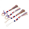 Crafans 4Pcs 2 Style Independence Day Theme Hemp Rope Tassels Pendant Decorations HJEW-CF0001-19-2