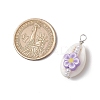 Natural Cowrie Shell & Handmade Polymer Clay Copper Wire Wrapped Pendants PALLOY-JF03818-01-2