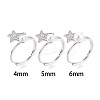 Star Shape Brass Micro Pave Clear Cubic Zirconia Adjustable Ring Settings KK-T076-51P-4