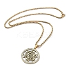 Crystal Rhinestone Flat Round with Hexgon Pendant Necklace with 201 Stainless Steel Box Chains NJEW-K253-11G-2