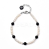 Natural Black Agate Beaded Bracelets BJEW-JB05313-05-1