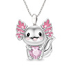 Alloy Pink Enamel Animal Axolotl Pendant Necklaces for Women FS-WGED7AD-02-1