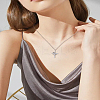 1Pc Brass Micro Pave Clear Cubic Zirconia Crown Cross Pendant Necklaces NJEW-LP0003-84P-1