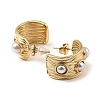 Real 18K Gold Plated 304 Stainless Steel Arch Stud Earrings with Resin Beaded EJEW-G358-01G-02-2