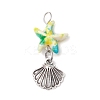 Starfish/Sea Stars Dyed Synthetic Turquoise & Alloy Shell Shape Pendants PALLOY-JF03957-02-2