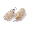 Rack Plating Copper Wire Wrapped Natural Citrine Chip Big Pendants G-C130-01P-05-2