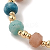 Faceted Rondelle Natural Fuchsite & Sunstone & Lapis Lazuli & Strawberry & Amazonite & Apatite & Rose Quartz Bead Stretch Bracelets BJEW-P318-02G-02-3