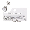 3 Pairs 3 Styles Christmas 304 Stainless Steel Hoop & Studs Earrings Set for Women EJEW-K279-12E-P-1